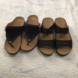 NWOT Women’s Blue Sandals and Black Sandals